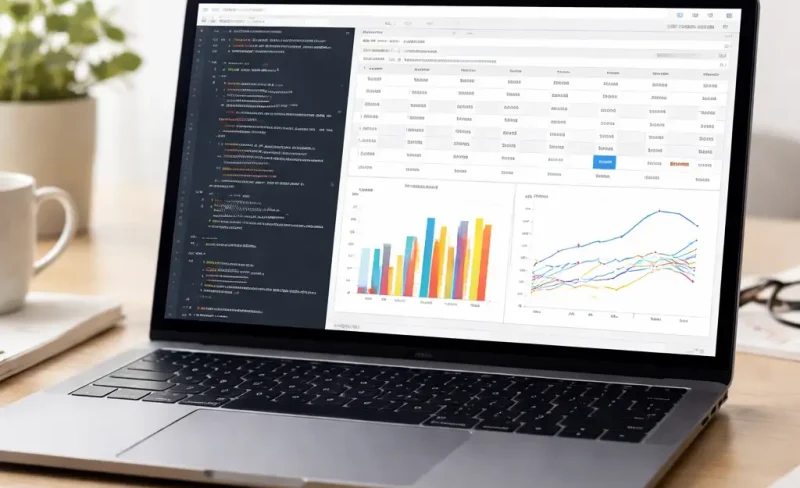 Data analysis in progress on laptop